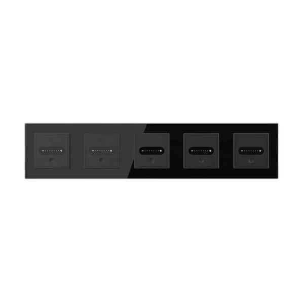 Livolo | Zwart | SR+SR+SR+SR+SR | Slide-Dimmer | Wisselschakelaar | Smart Home Livolo Nederland B.V.